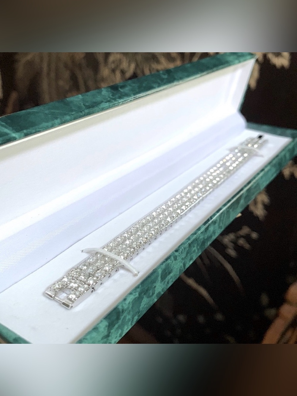 Vintage Suzanne Somers 3-Row Crystal Diamond Sterling Silver Tennis Bracelet Set